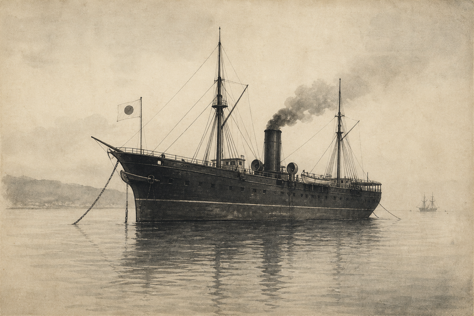The Shinagawa Fleet ink painting