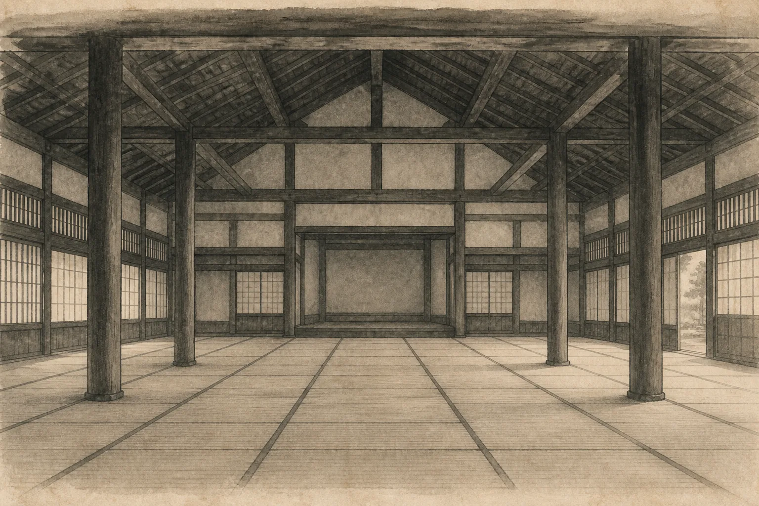Receiving His Father's Ideas in an Institutional School ink painting