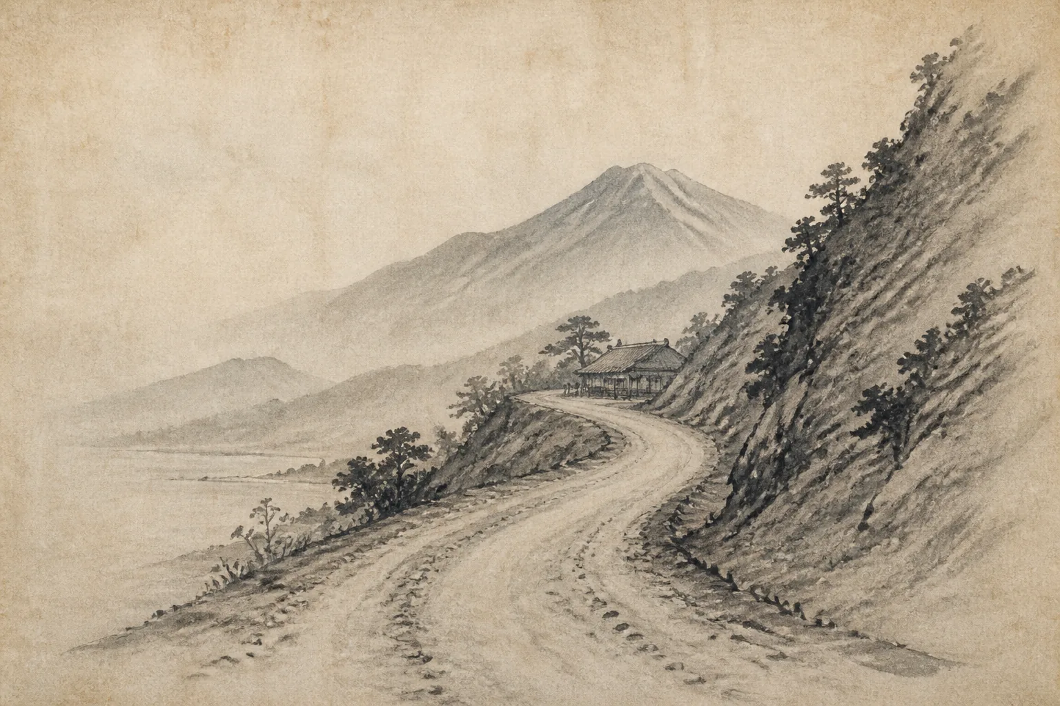 Using Post Towns while Evading Pursuit ink painting