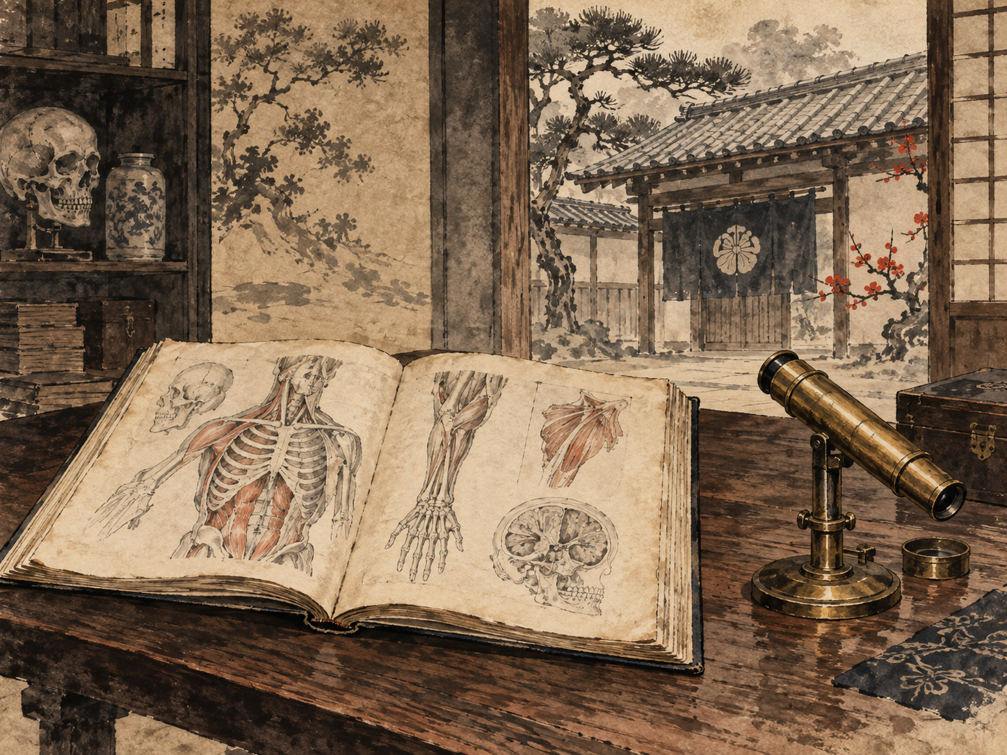 Tekijuku Dutch-Study Notes ink painting