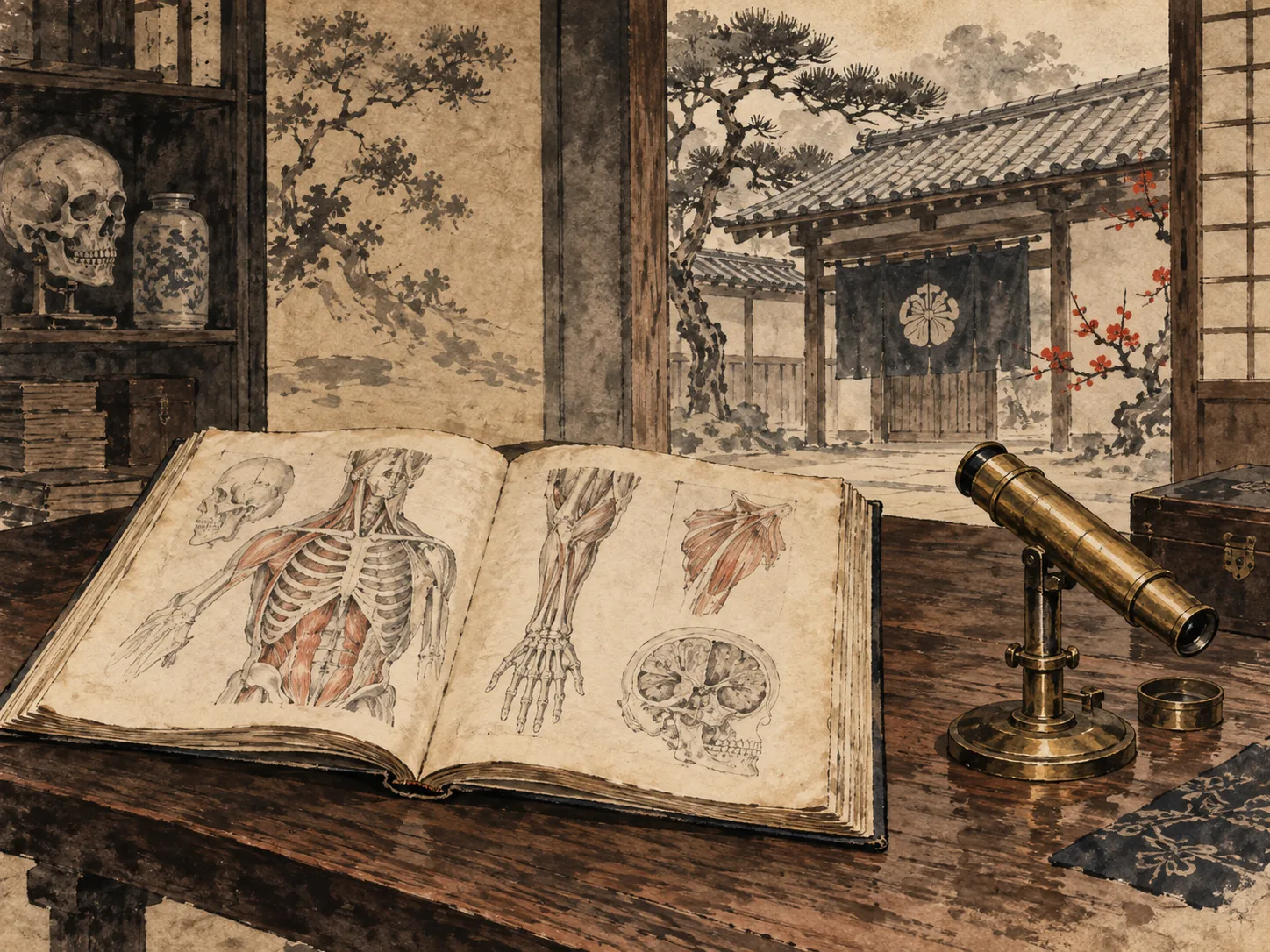 Tekijuku Dutch-Study Notes ink painting