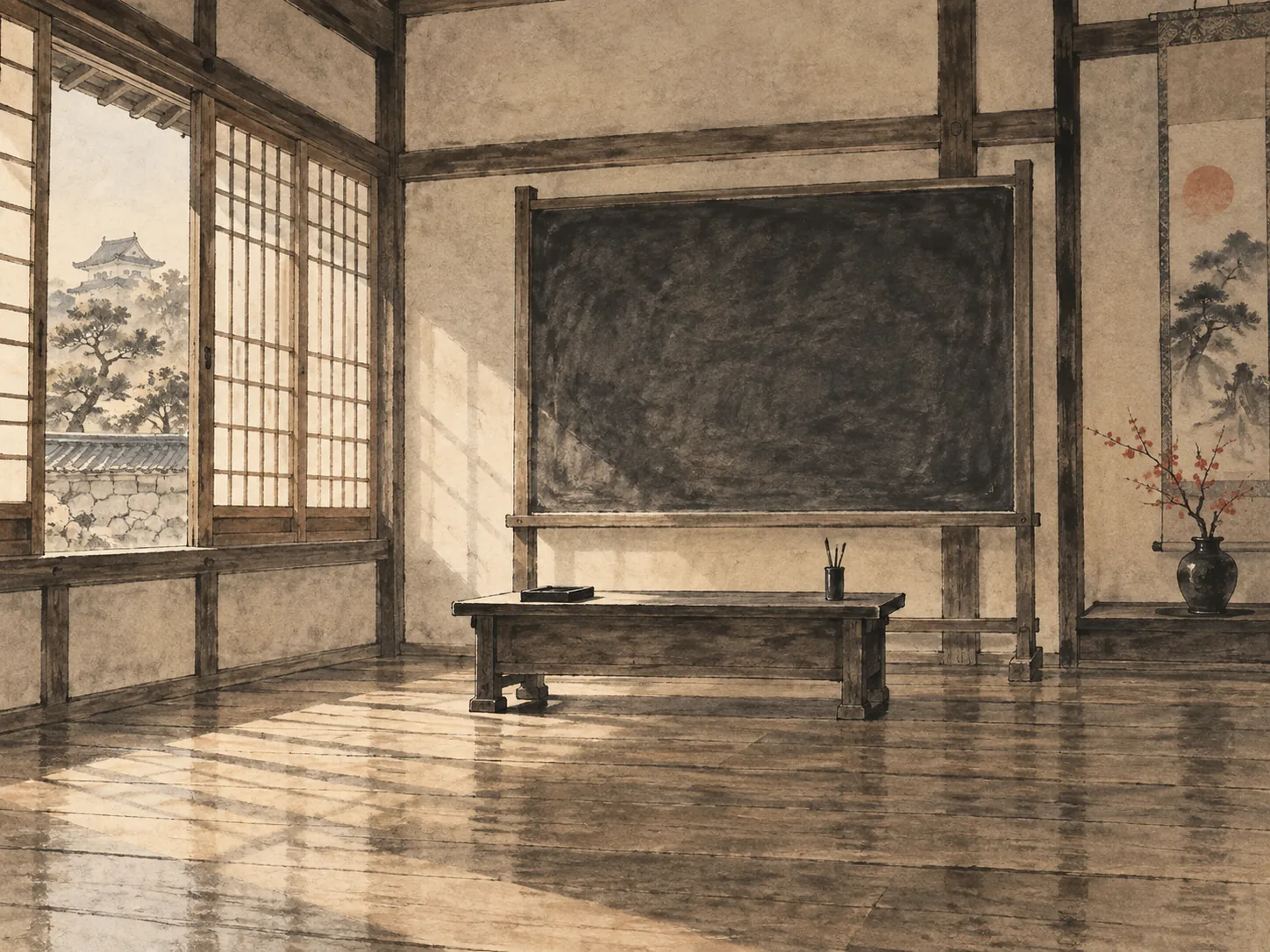 Meidokan Teaching Desk ink painting