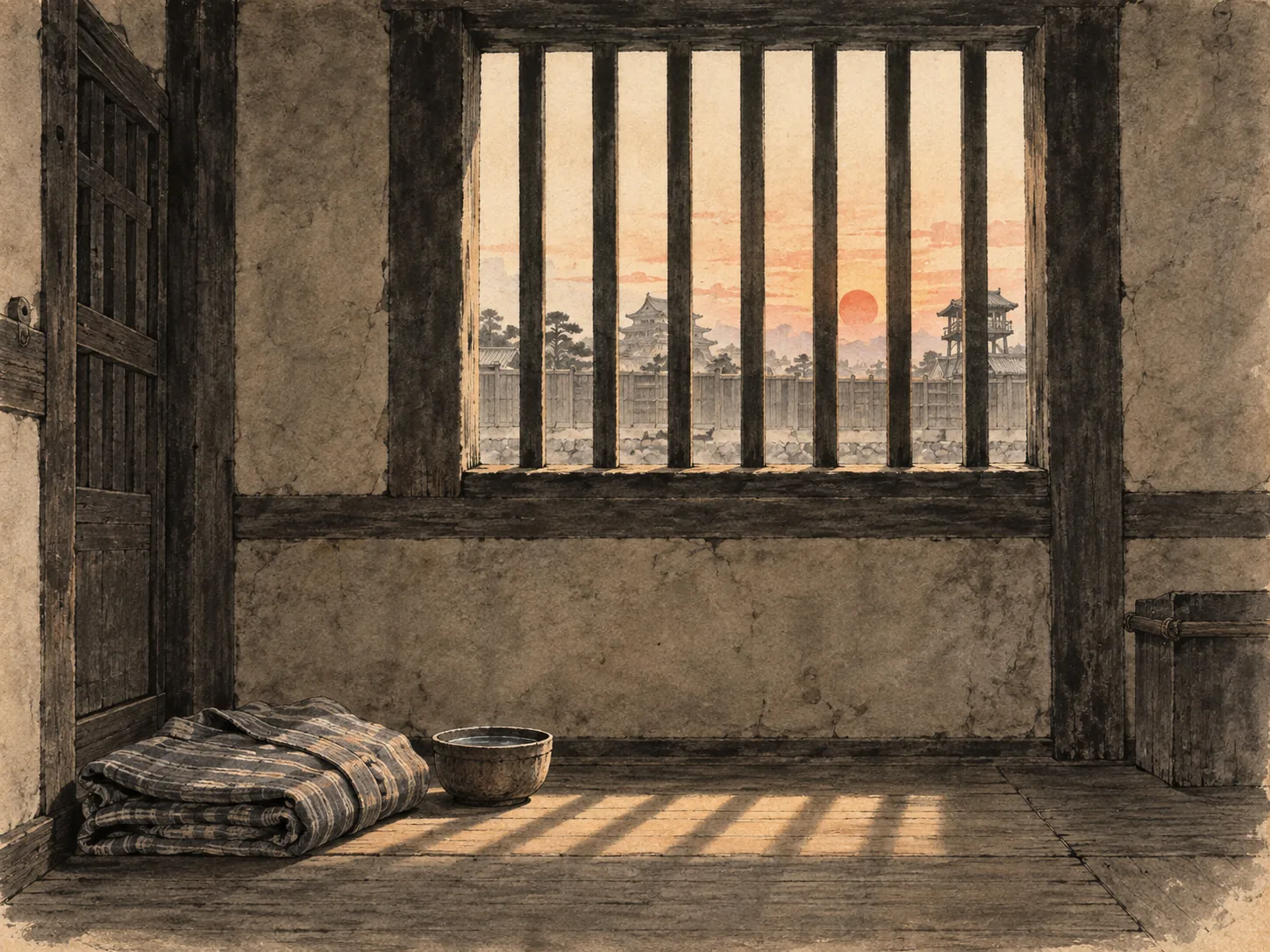 Tenmacho Prison Window ink painting