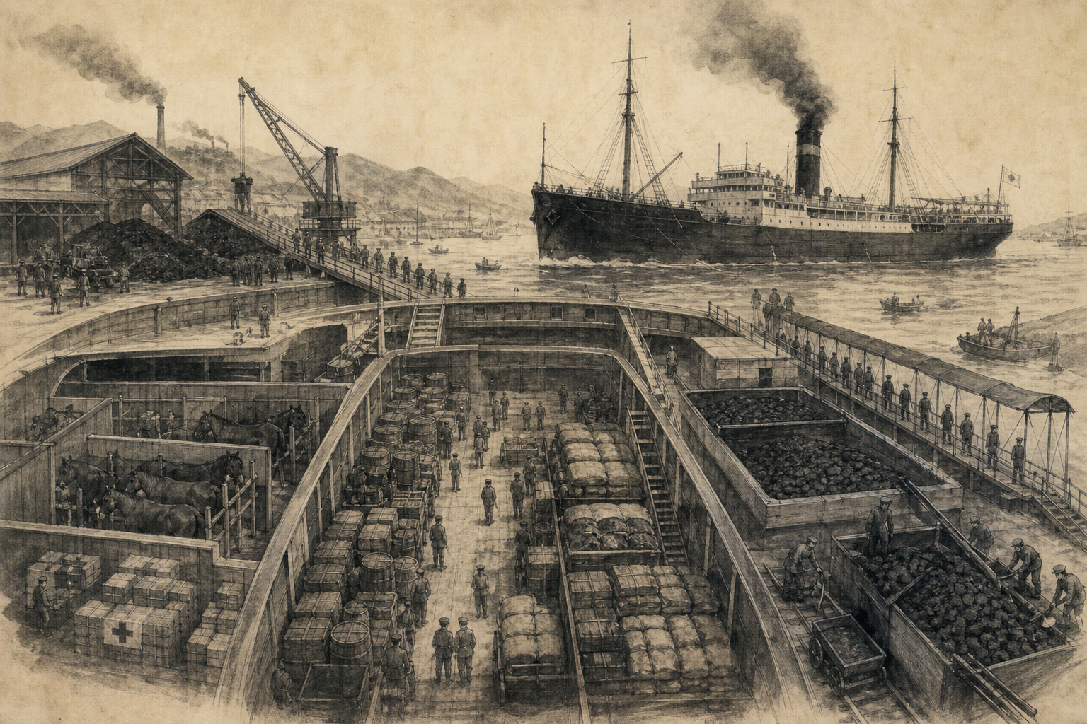 Requisitioned Transport Hold ink painting