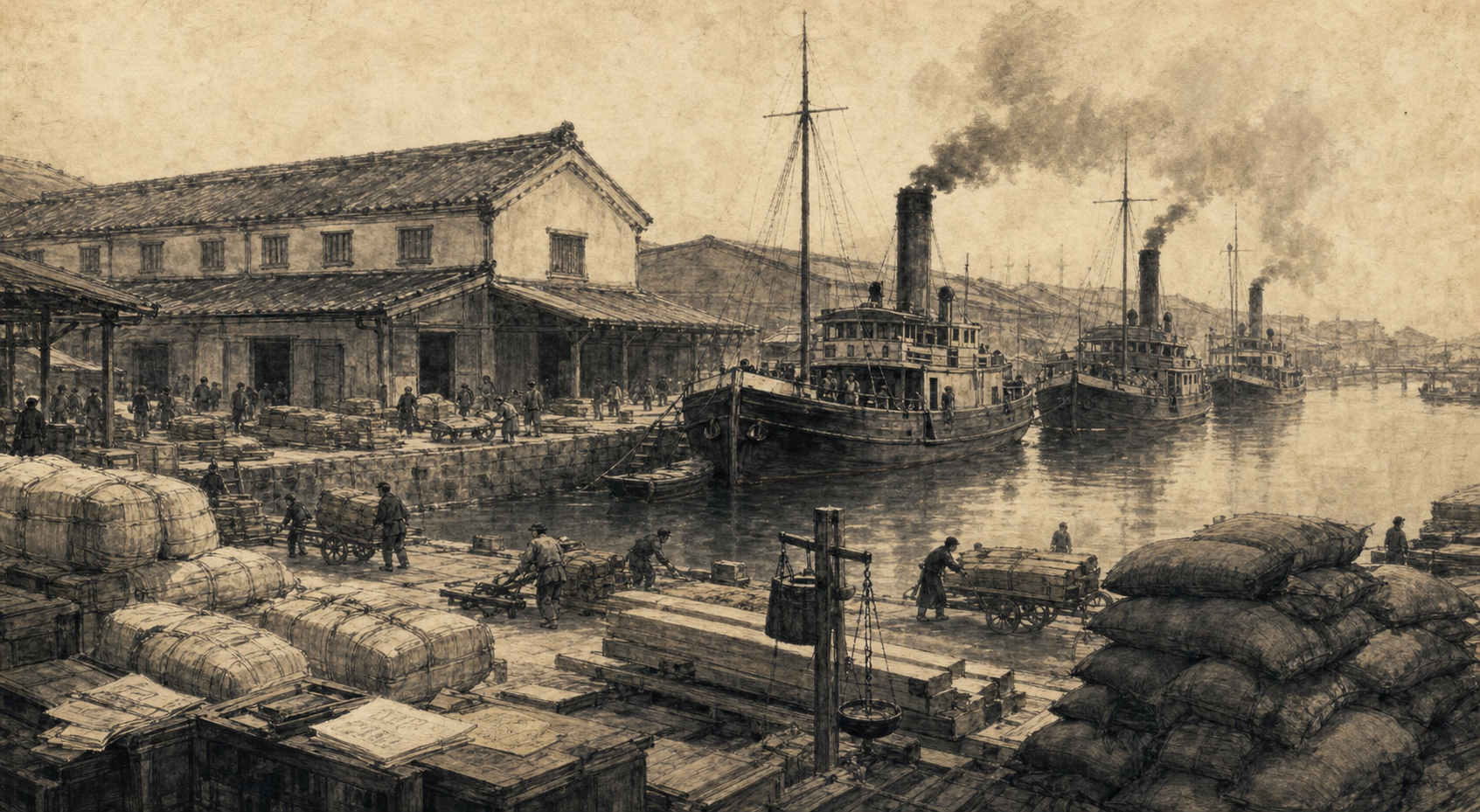 Nishi-Nagahori Warehouse ink painting