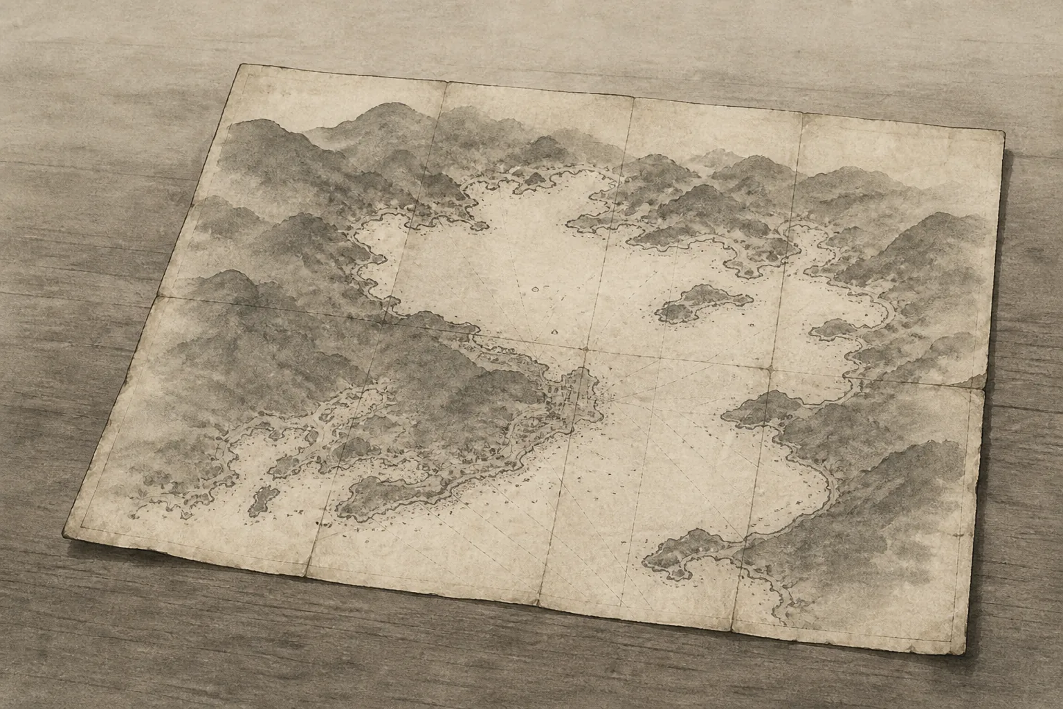 海の向こうを軍制改革の具体的な課題として見るをイメージした墨絵