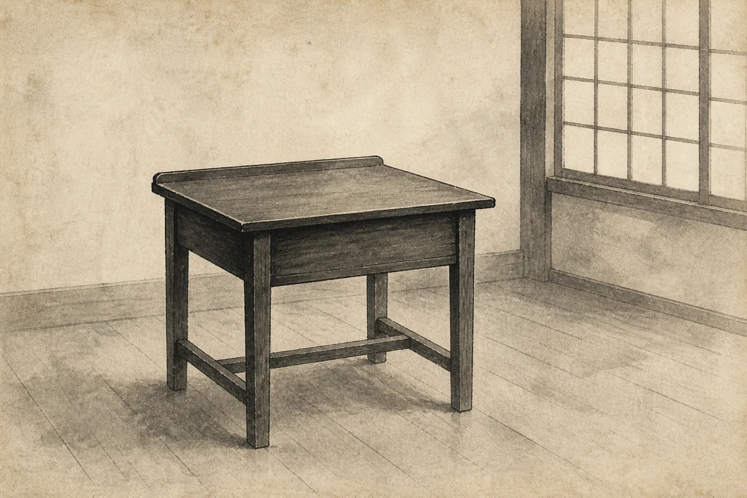 会津藩士の判断を学問と稽古の制度が形づくるをイメージした墨絵