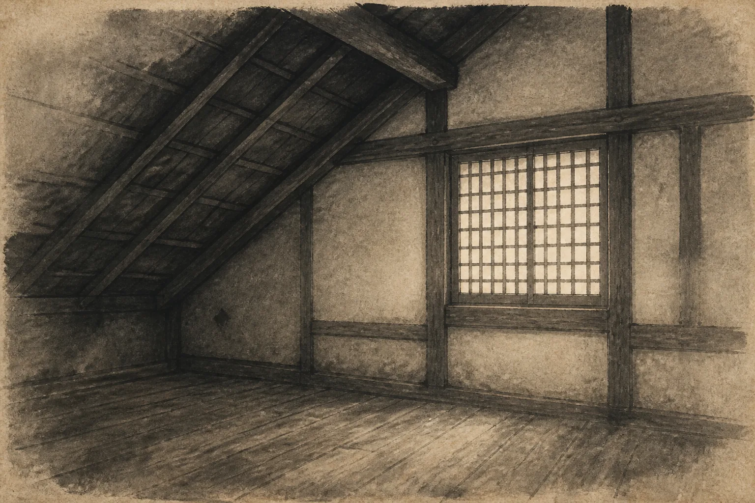 京都政局と出石潜伏をイメージした墨絵