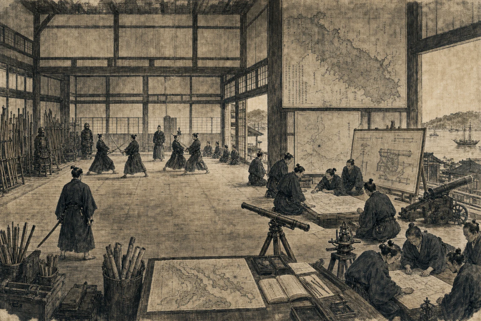 練兵館をイメージした墨絵
