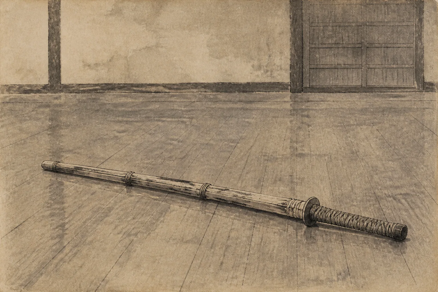 江戸の剣術と西洋兵学をイメージした墨絵