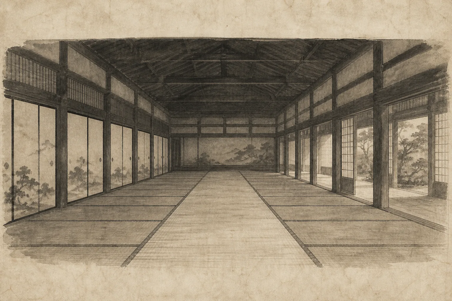 建白書から二百余人の集団移動を実現するをイメージした墨絵