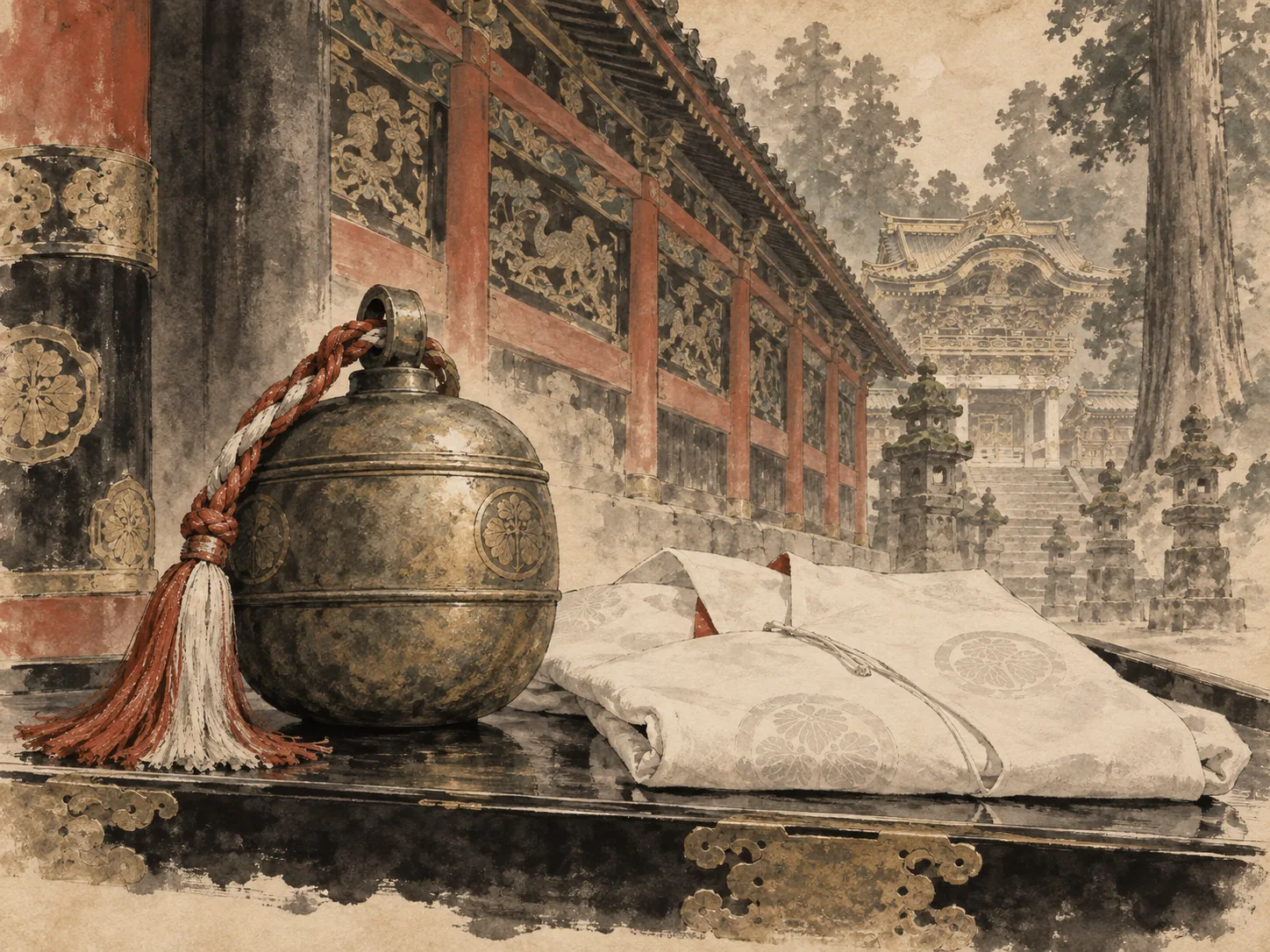 Nikko Toshogu Ritual Objects ink painting