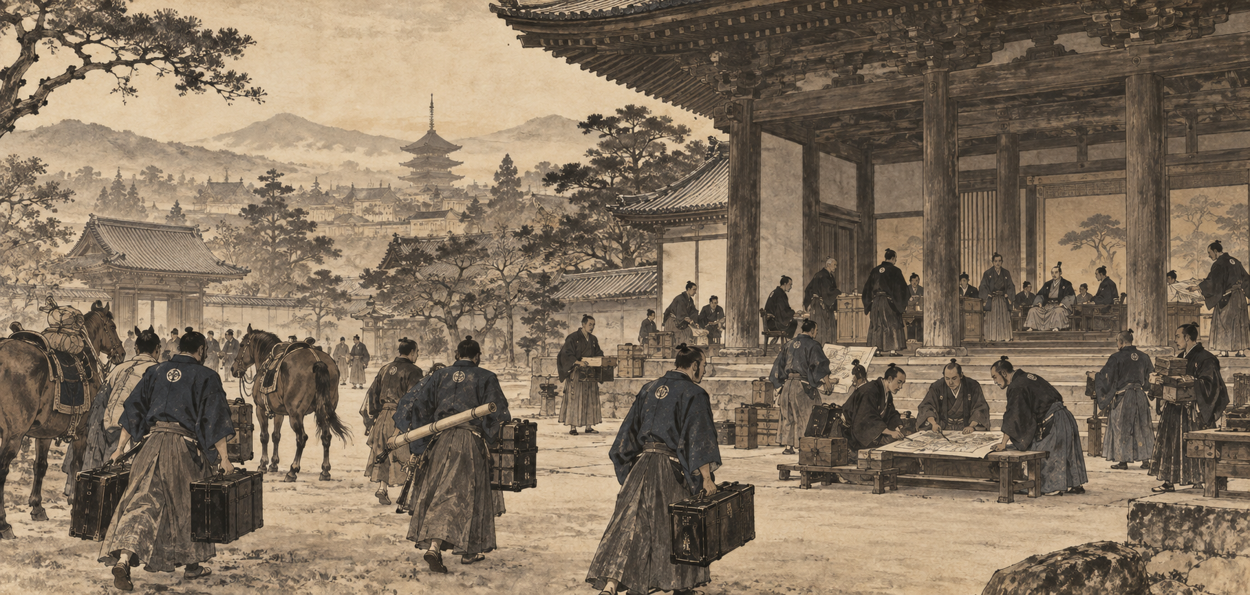 Kyoto Protector Headquarters at Konkai Komyoji ink painting