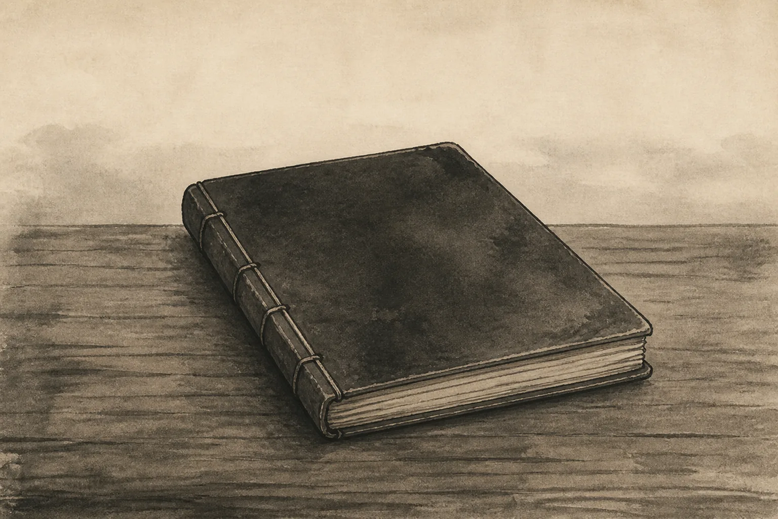 山村を帳簿と道具でつなぐ家に育つをイメージした墨絵
