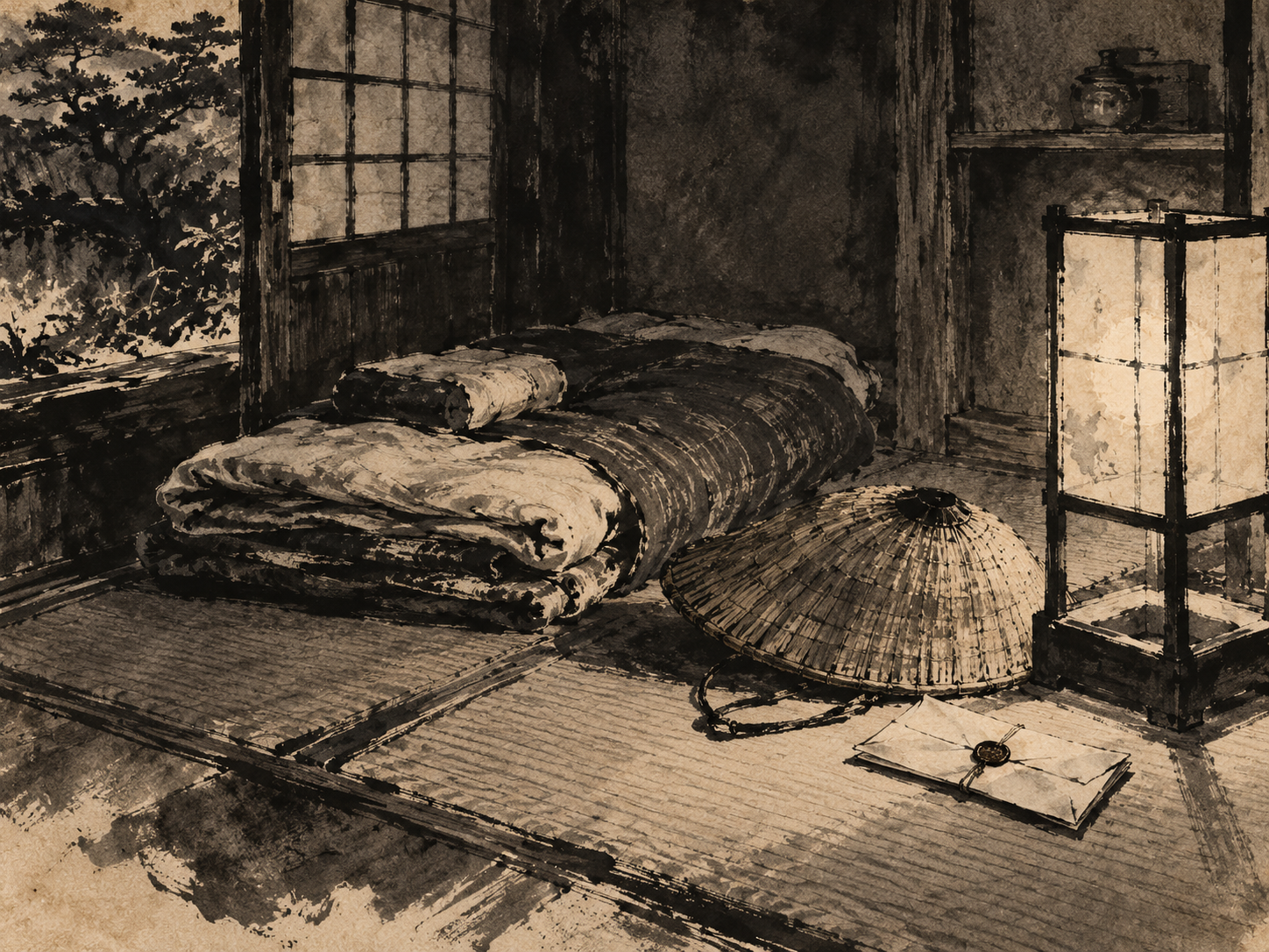 Shelter meant bringing danger into the household. ink painting