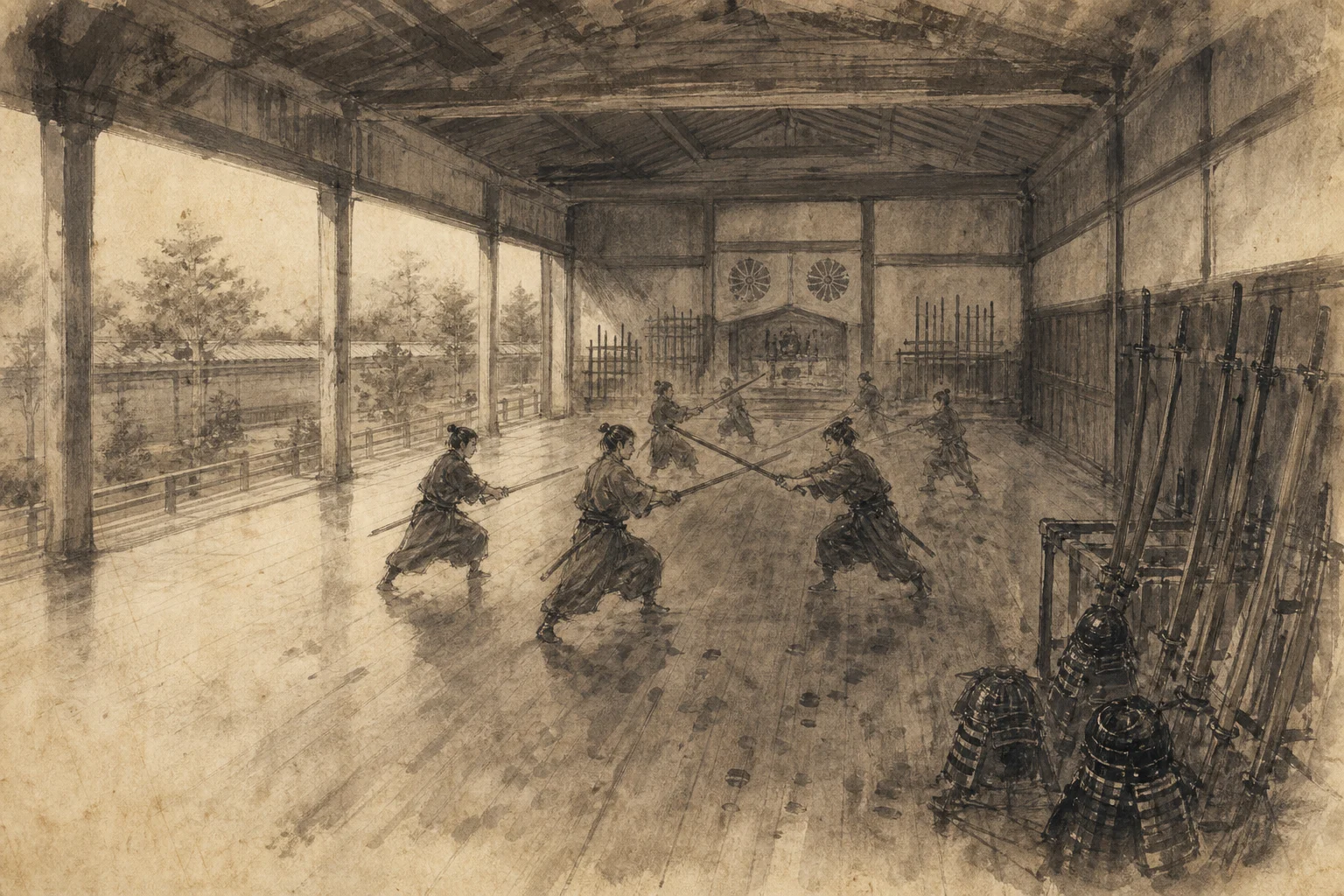 試衛館をイメージした墨絵