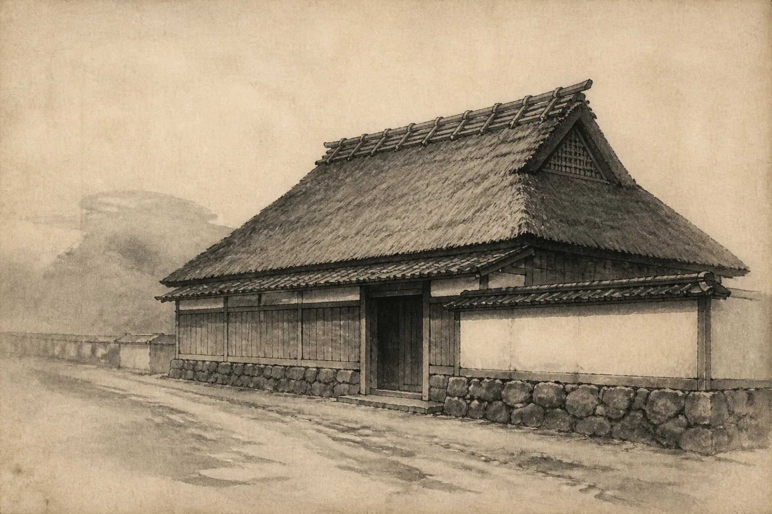 父の流刑と困窮した藩士生活をイメージした墨絵