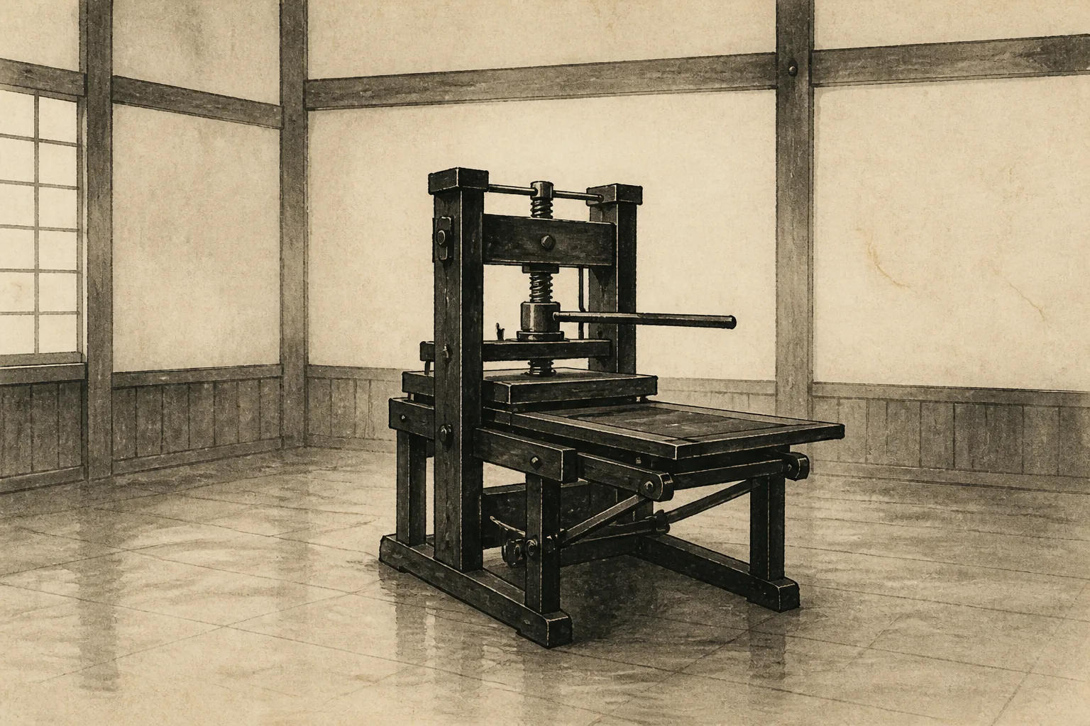 Metal type turns translated artillery into reproducible knowledge ink painting