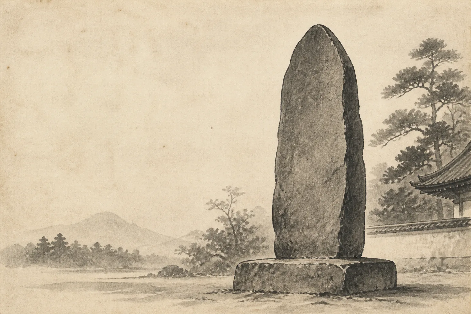 Graves and monuments reorganize memory long after the event ink painting