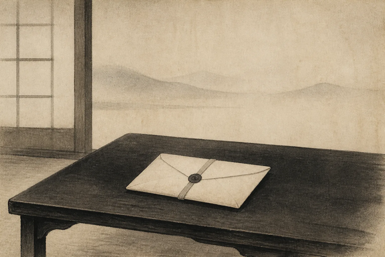 Letters from Kyoto return distant politics to household expenses ink painting
