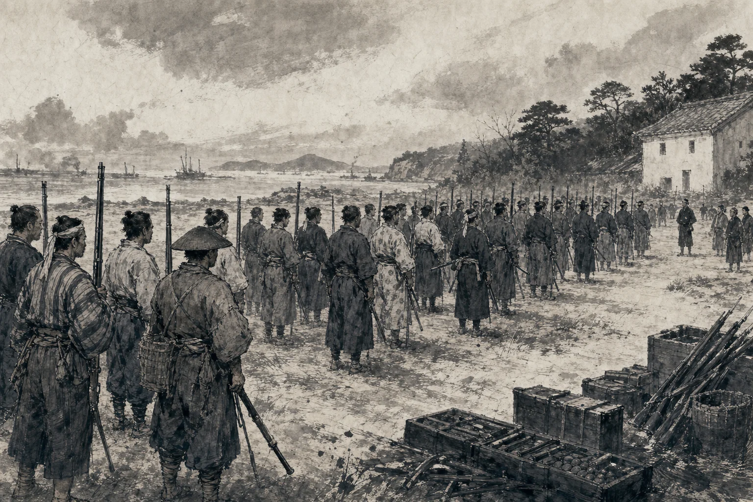 奇兵隊をイメージした墨絵
