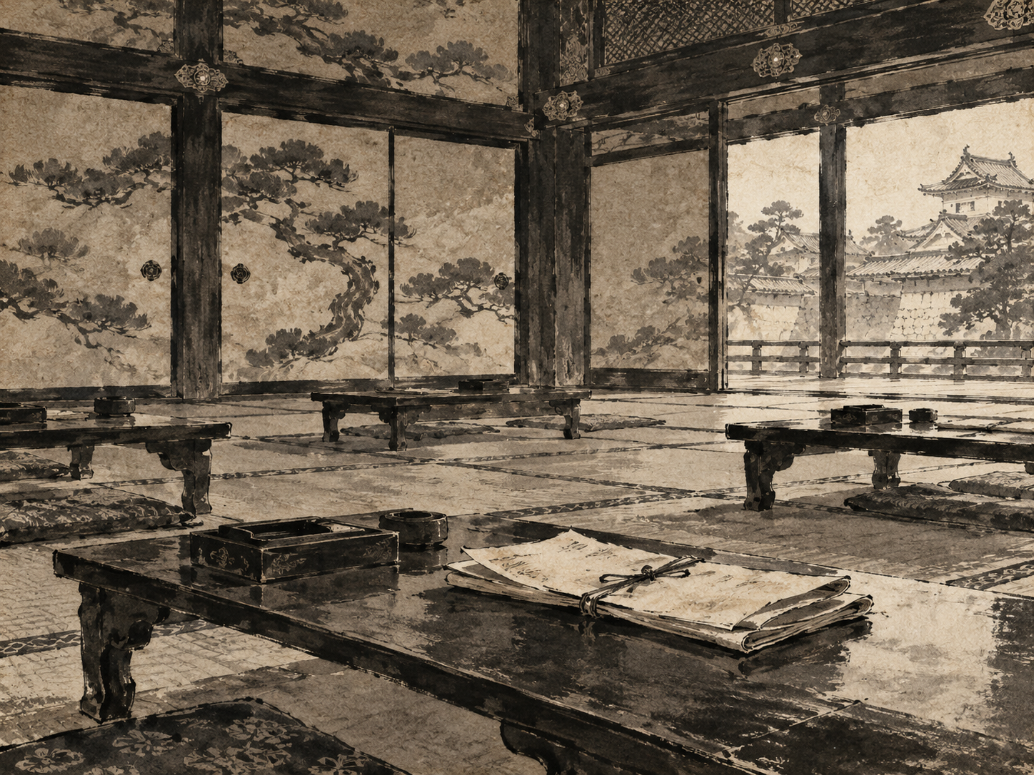 Kyoto / Nijo Castle ink-wash place image