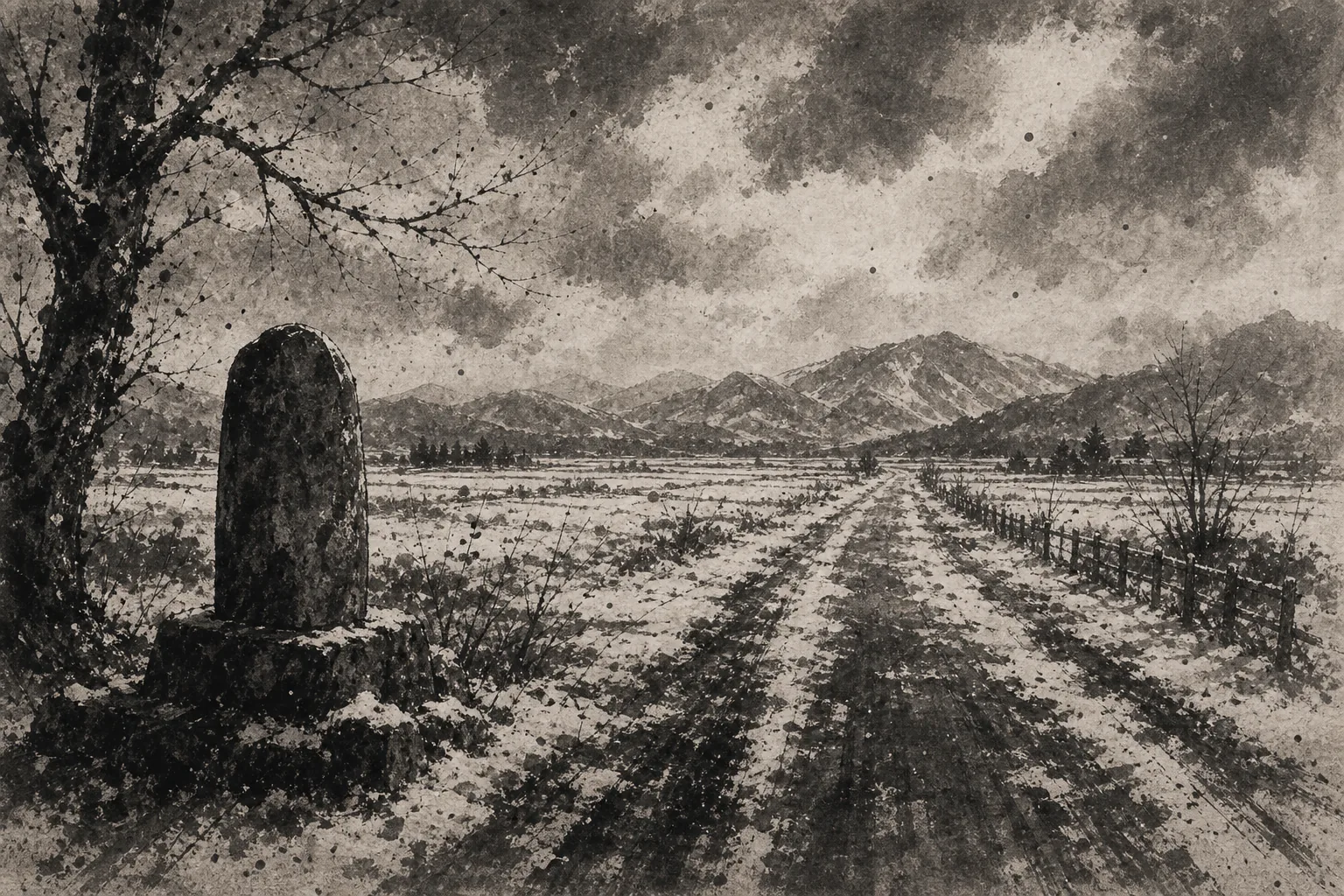 Aizubange / Nakano Takeko Memorial Site ink-wash place image