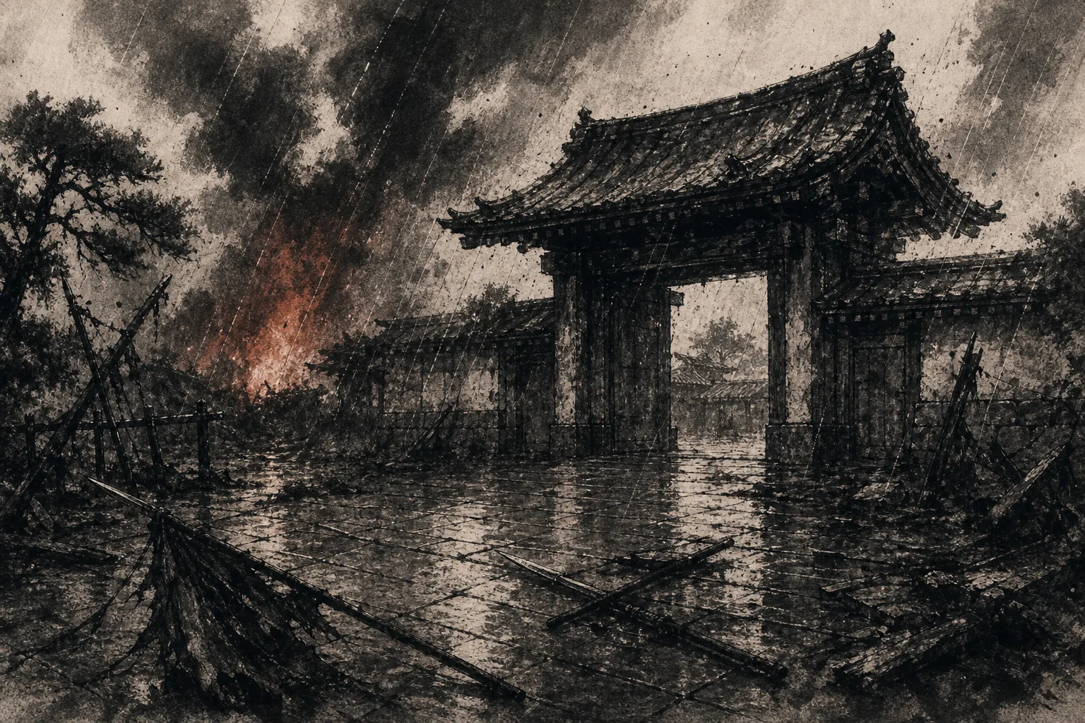 Kyoto / Hamaguri Gate ink-wash place image