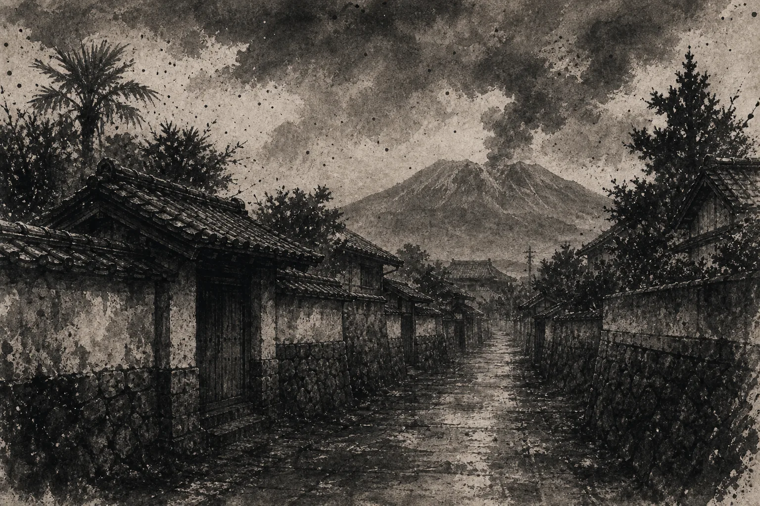 鹿児島・加治屋町の墨絵