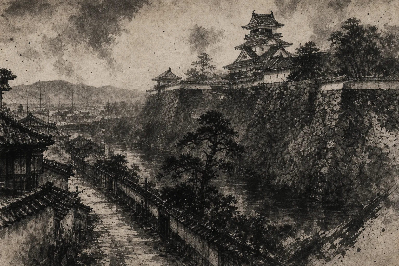 高知・板垣退助ゆかりの地の墨絵