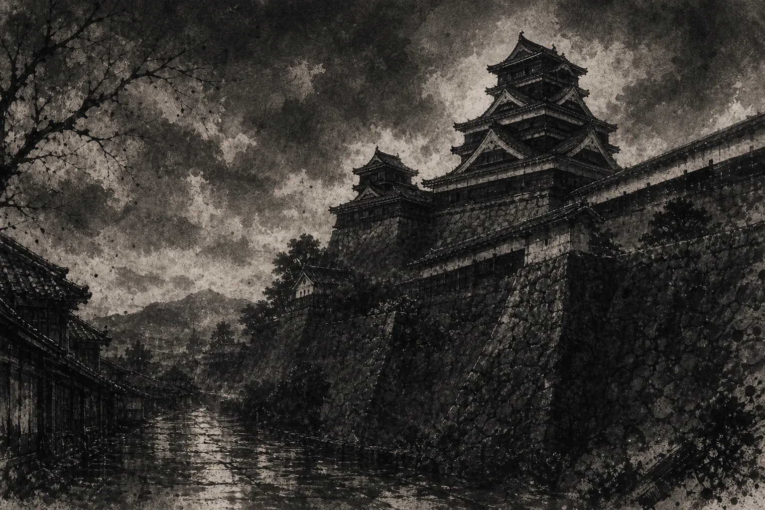 Kumamoto / Kumamoto Castle Area ink-wash place image