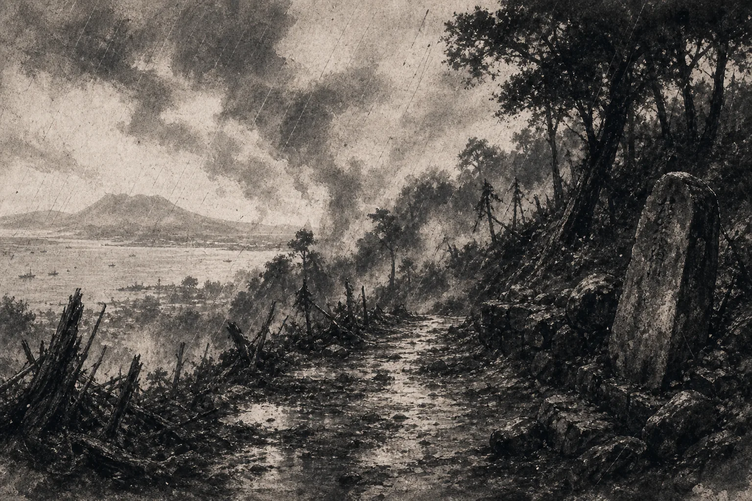 鹿児島・城山の墨絵
