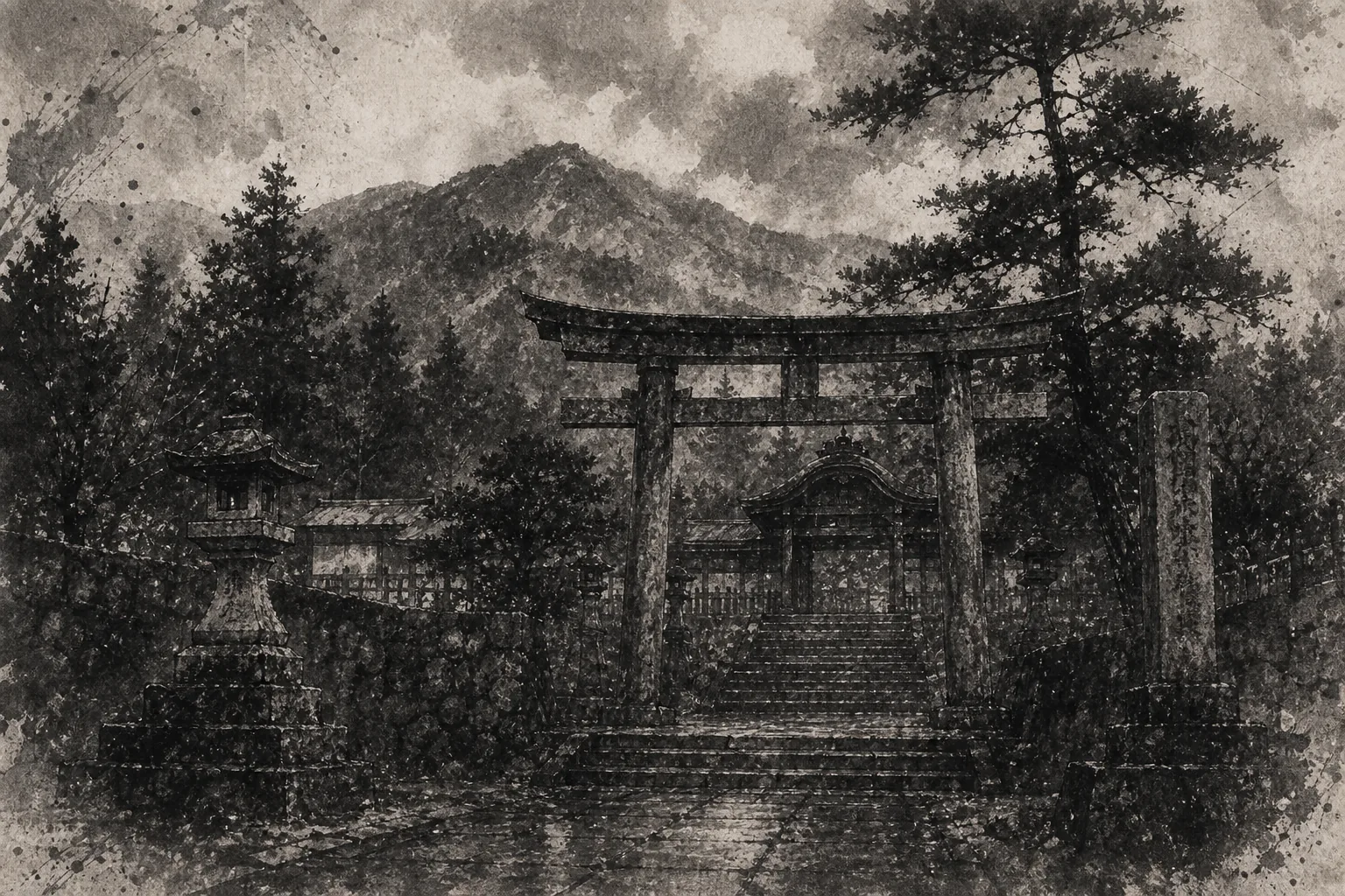 Matsushiro / Shozan Shrine ink-wash place image