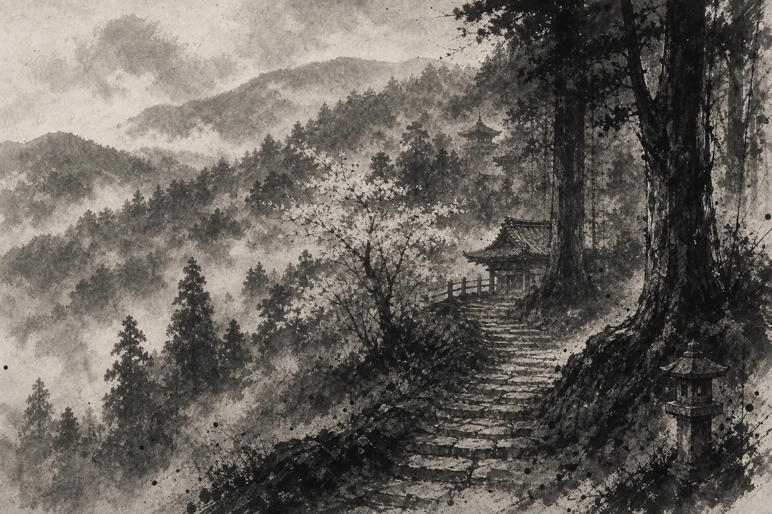 Mount Yoshino ink-wash place image